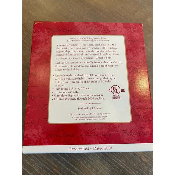 Hallmark Ornament Candlelight Services Church in orig box 2001 - Picture 7 of 7